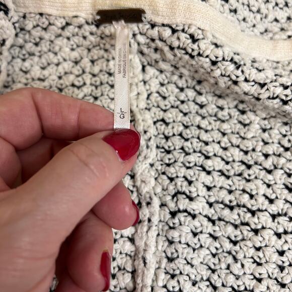 Free People Love Me Tender Cardi Knitted Fringed Hem Hooded Open Front Size L - Picture 4 of 14